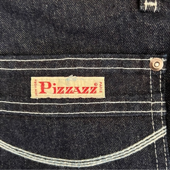 VINTAGE Pizzazz 1970s Denim Straight Leg High Rise Jeans Dark Wash Deadstock - Picture 8 of 13
